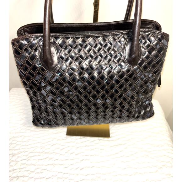 Bally Basket Weave Black Leather Top Handle Handbag - Picture 3 of 7